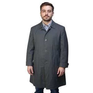 Hart‎ Schaffner Marx Black Trench Coat XL Minimalist Matrix Old Money  Wool